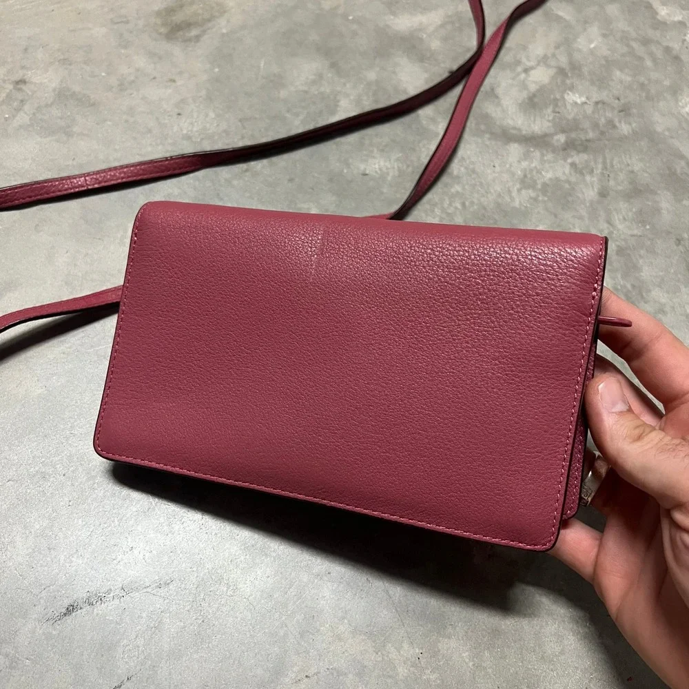 READ Coach Hayden Foldover Crossbody Clutch Pink Pebbled Leather Gold Bag